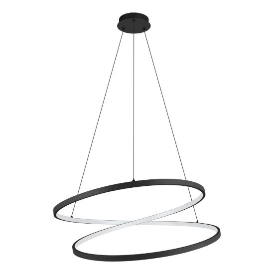 Eglo ruotale lampadario a sospensione led 42w 3000k 70cm moderno due anelli nero