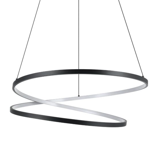 Eglo ruotale lampadario a sospensione led 42w 3000k 70cm moderno due anelli nero