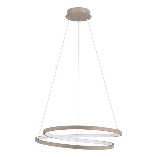 Eglo ruotale lampadario led 36w 3000k 55cm per sala da pranzo moderno due anelli sabbia