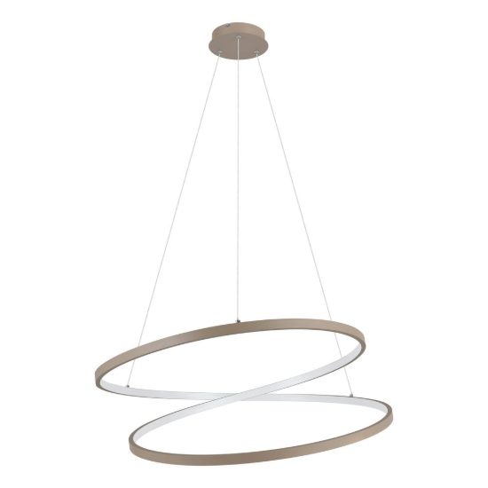 Eglo ruotale lampadario a sospensione led 42w 3000k 70cm moderno due anelli sabbia