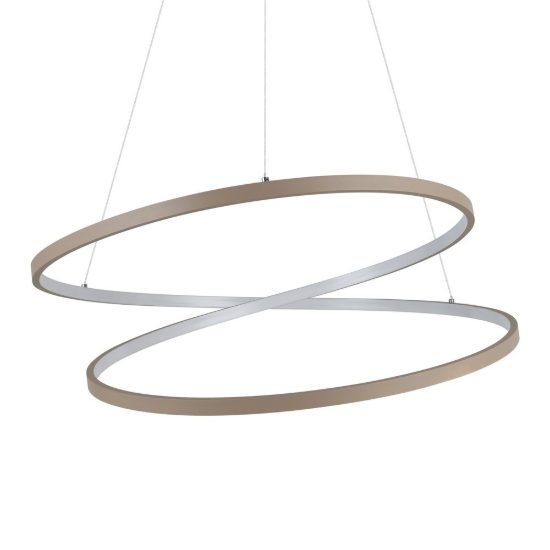 Eglo ruotale lampadario a sospensione led 42w 3000k 70cm moderno due anelli sabbia