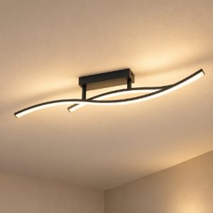 Eglo grisolia plafoniera led 12w 4000k 84,9cm moderna lineare nera