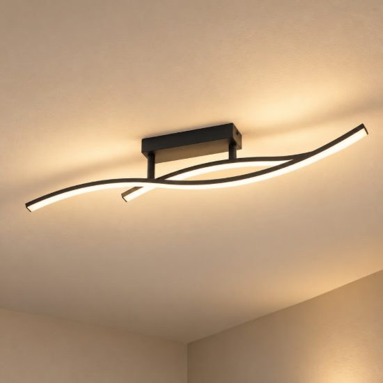 Eglo grisolia plafoniera led 12w 4000k 84,9cm moderna lineare nera