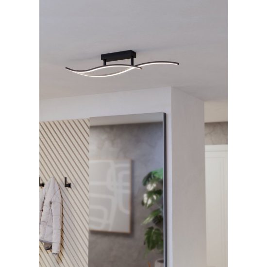 Eglo grisolia plafoniera led 12w 4000k 84,9cm moderna lineare nera