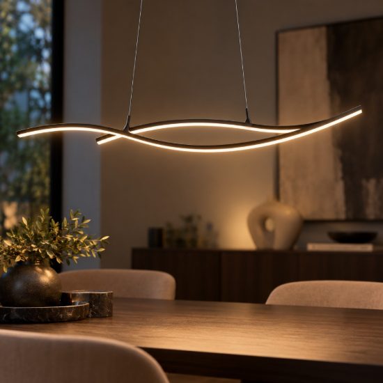 Eglo grisolia lampadario a sospensione led 20w 4000k 115cm moderno lineare nero