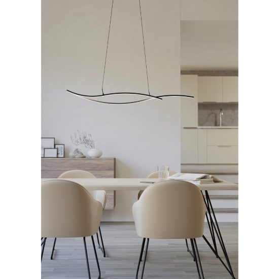 Eglo grisolia lampadario a sospensione led 20w 4000k 115cm moderno lineare nero