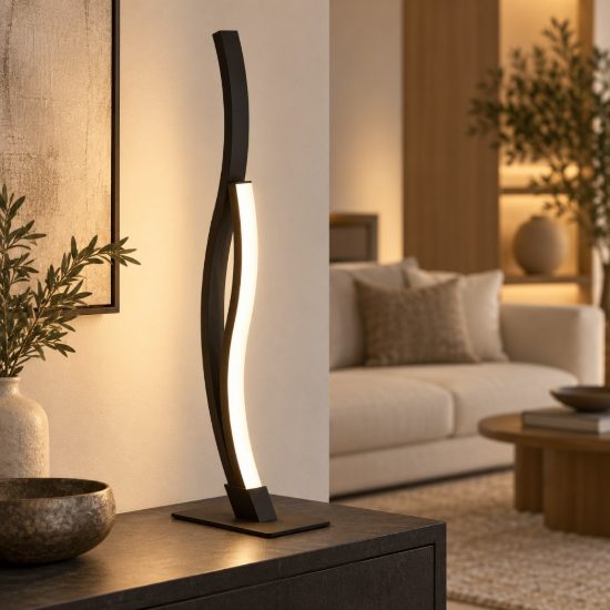 Eglo grisolia lampada da tavolo led 12w 4000k 45,5cm moderna lineare nera