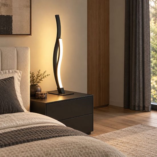 Eglo grisolia lampada da tavolo led 12w 4000k 45,5cm moderna lineare nera