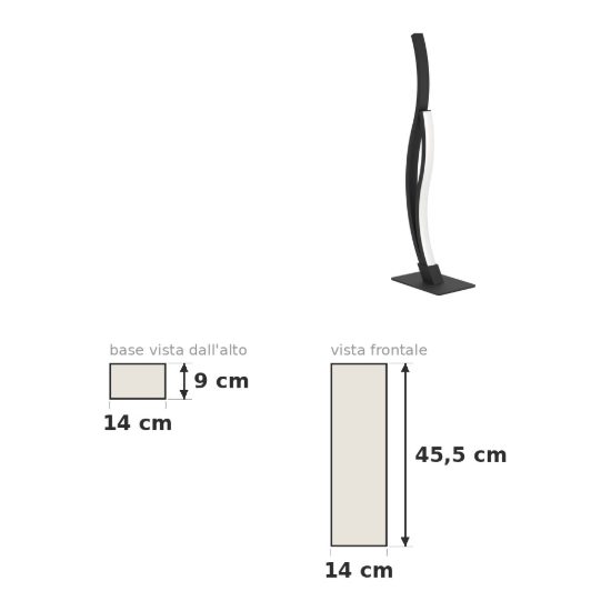 Eglo grisolia lampada da tavolo led 12w 4000k 45,5cm moderna lineare nera