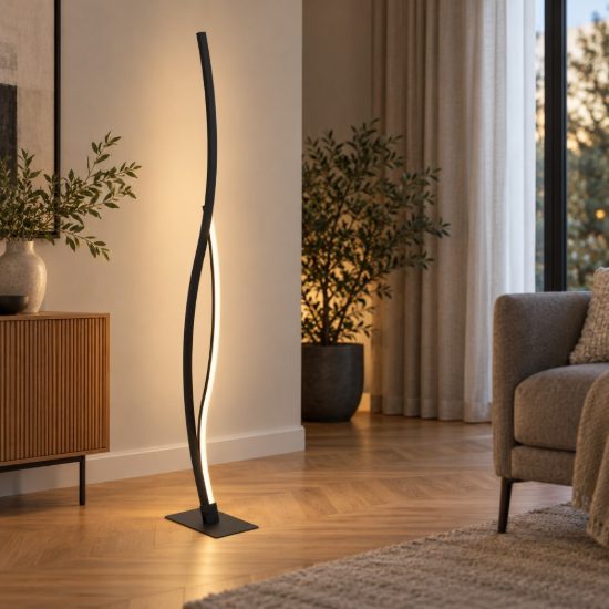 Eglo grisolia piantana led 20w 4000k 129cm moderna lineare nera