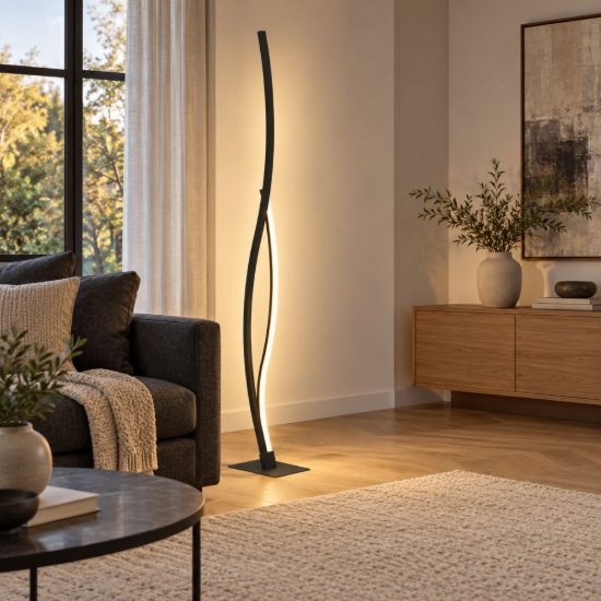 Eglo grisolia piantana led 20w 4000k 129cm moderna lineare nera