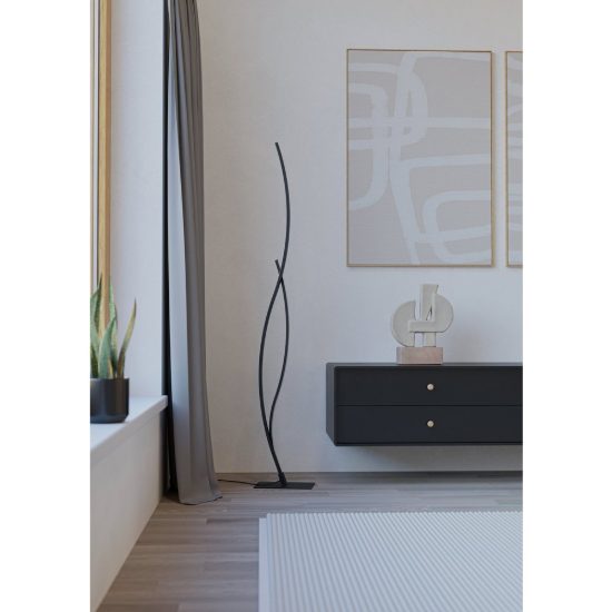 Eglo grisolia piantana led 20w 4000k 129cm moderna lineare nera