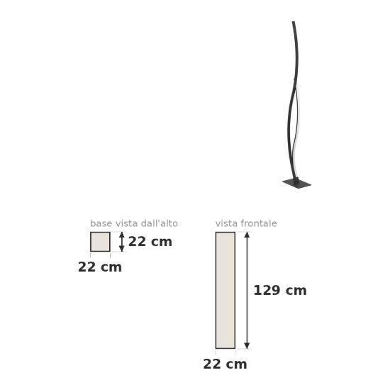 Eglo grisolia piantana led 20w 4000k 129cm moderna lineare nera