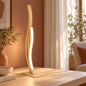 Eglo grisolia lampada da tavolo led 12w 4000k 45,5cm moderna lineare marrone