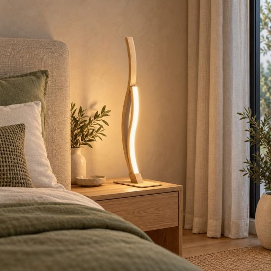 Eglo grisolia lampada da tavolo led 12w 4000k 45,5cm moderna lineare marrone