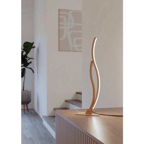 Eglo grisolia lampada da tavolo led 12w 4000k 45,5cm moderna lineare marrone