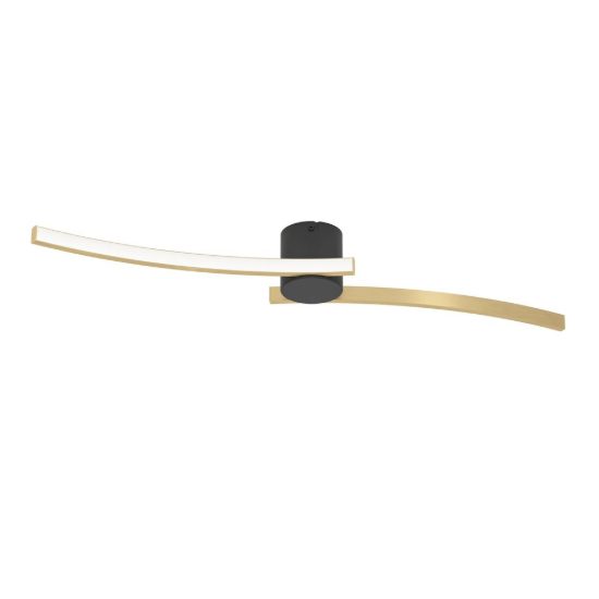 Eglo aieta plafoniera led 12w 4000k 72cm per cucina moderna nero e ottone spazzolato
