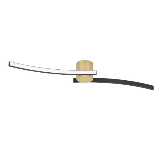 Eglo aieta plafoniera led 12w 4000k 72cm per cucina moderna ottone spazzolato e nero