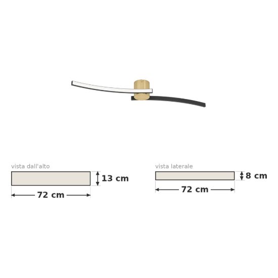 Eglo aieta plafoniera led 12w 4000k 72cm per cucina moderna ottone spazzolato e nero