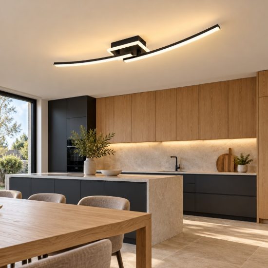 Eglo lungolago plafoniera led 12w 4000k 74cm moderna lineare con rosone quadrato nero