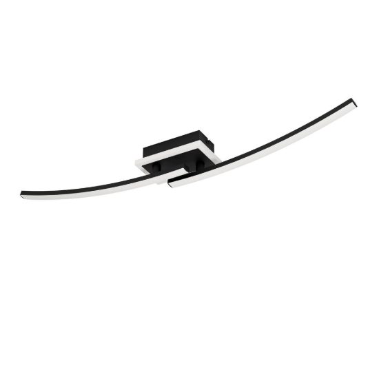 Eglo lungolago plafoniera led 12w 4000k 74cm moderna lineare con rosone quadrato nero