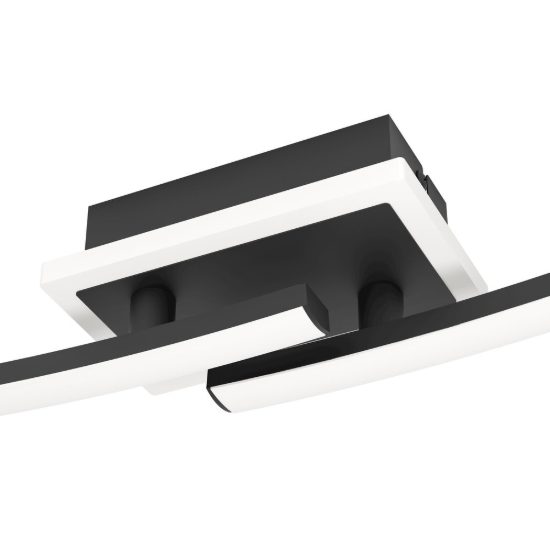 Eglo lungolago plafoniera led 12w 4000k 74cm moderna lineare con rosone quadrato nero