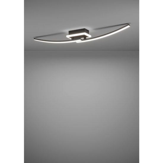 Eglo lungolago plafoniera led 12w 4000k 74cm moderna lineare con rosone quadrato nero