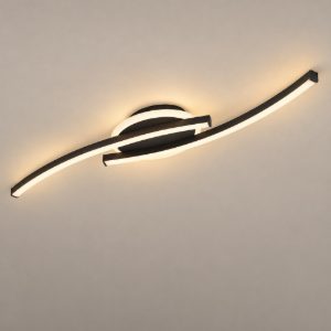 Eglo lungolago plafoniera led 12w 4000k 74cm moderna lineare con rosone rotondo nero