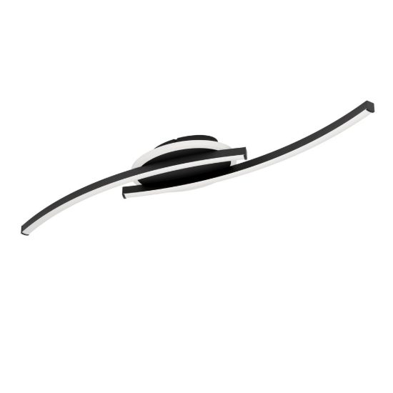 Eglo lungolago plafoniera led 12w 4000k 74cm moderna lineare con rosone rotondo nero