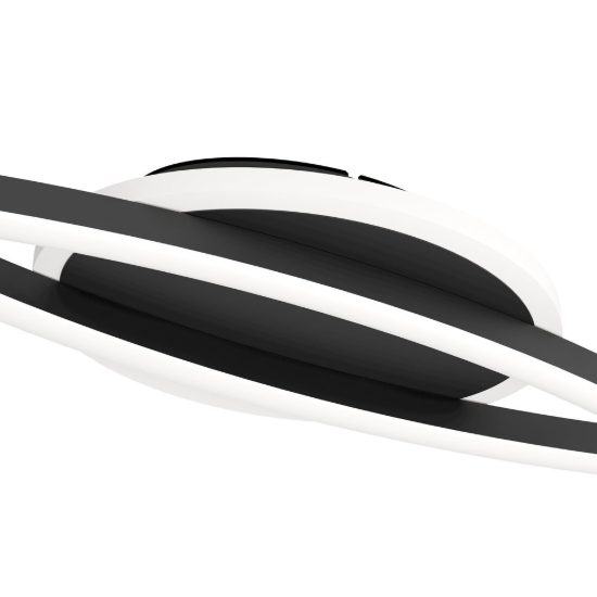 Eglo lungolago plafoniera led 12w 4000k 74cm moderna lineare con rosone rotondo nero