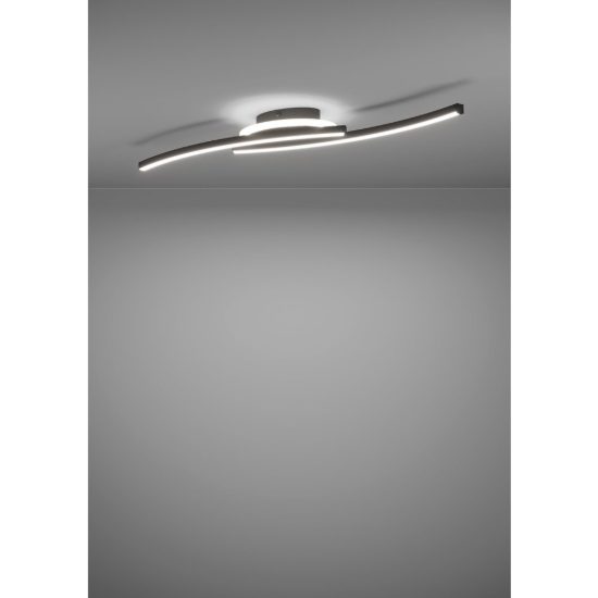 Eglo lungolago plafoniera led 12w 4000k 74cm moderna lineare con rosone rotondo nero