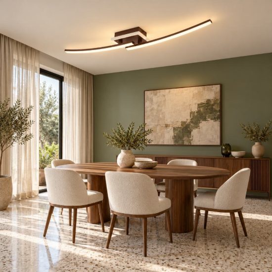 Eglo lungolago plafoniera led 12w 4000k 74cm moderna lineare con rosone quadrato bronzo