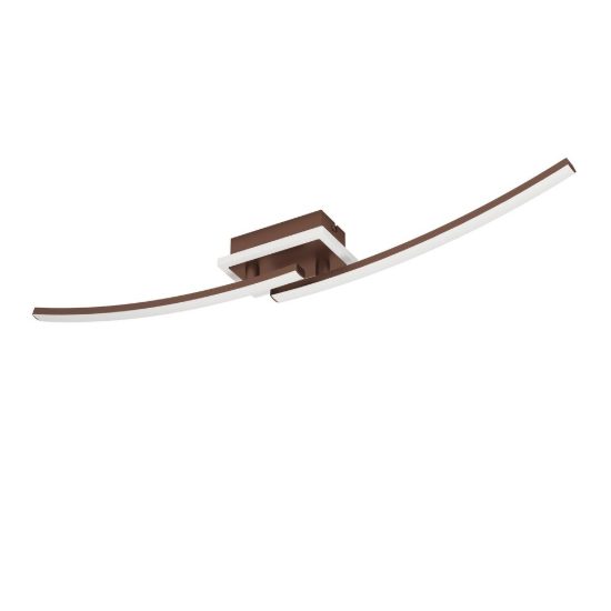 Eglo lungolago plafoniera led 12w 4000k 74cm moderna lineare con rosone quadrato bronzo
