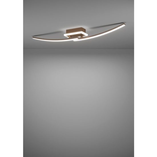 Eglo lungolago plafoniera led 12w 4000k 74cm moderna lineare con rosone quadrato bronzo