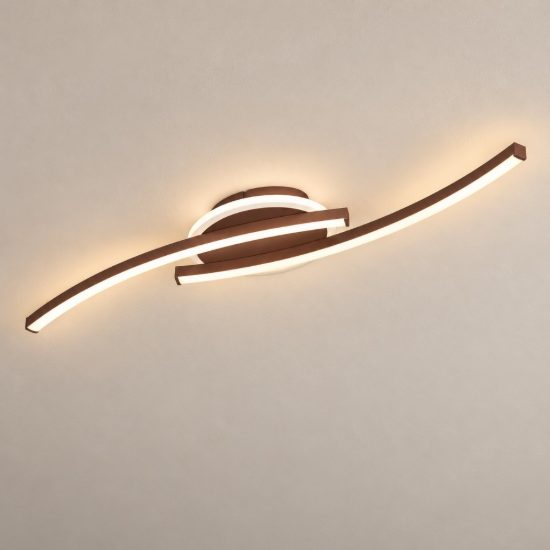 Eglo lungolago plafoniera led 12w 4000k 74cm moderna lineare con rosone rotondo bronzo