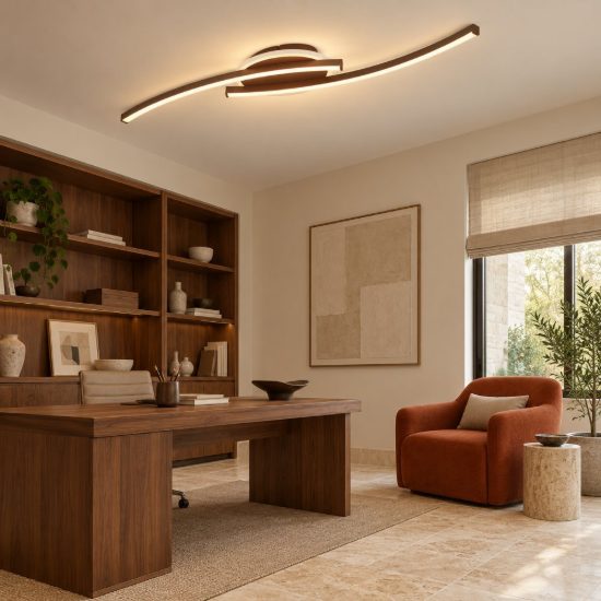 Eglo lungolago plafoniera led 12w 4000k 74cm moderna lineare con rosone rotondo bronzo