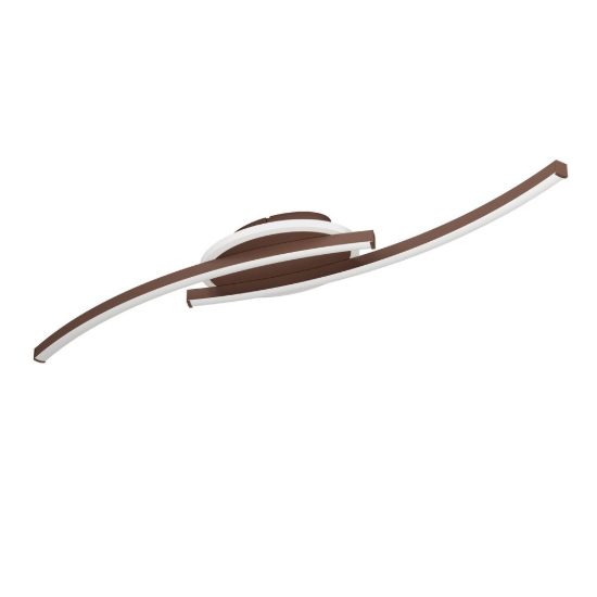 Eglo lungolago plafoniera led 12w 4000k 74cm moderna lineare con rosone rotondo bronzo