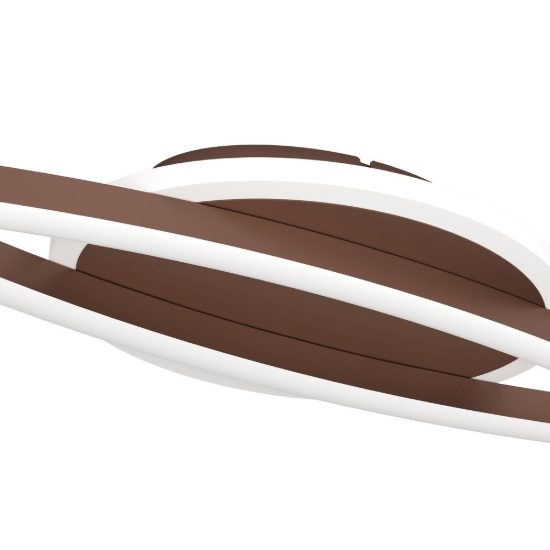 Eglo lungolago plafoniera led 12w 4000k 74cm moderna lineare con rosone rotondo bronzo