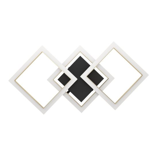 Eglo calliera plafoniera led 20w 4000k 59,5cm dimmerabile per soggiorno moderna nero e ottone