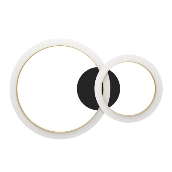 Eglo calliera plafoniera led 12w 4000k 42cm dimmerabile per soggiorno moderna anello nero e ottone