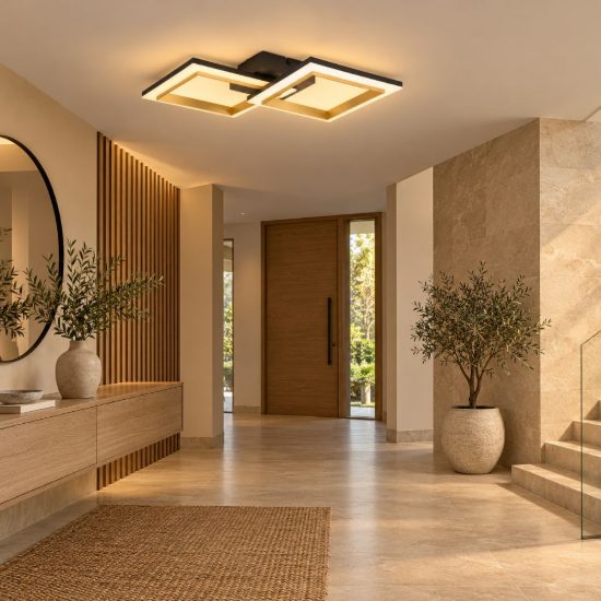 Eglo calliera plafoniera led 18,4w 4000k 52,5cm dimmerabile per soggiorno moderna nero e ottone