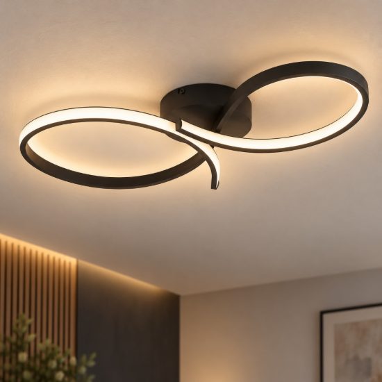 Eglo serpins plafoniera led 21w 3000k 60cm moderna spiroidale nera