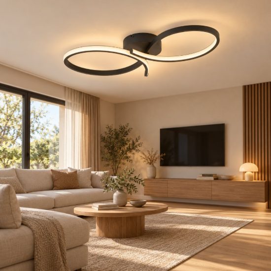Eglo serpins plafoniera led 21w 3000k 60cm moderna spiroidale nera