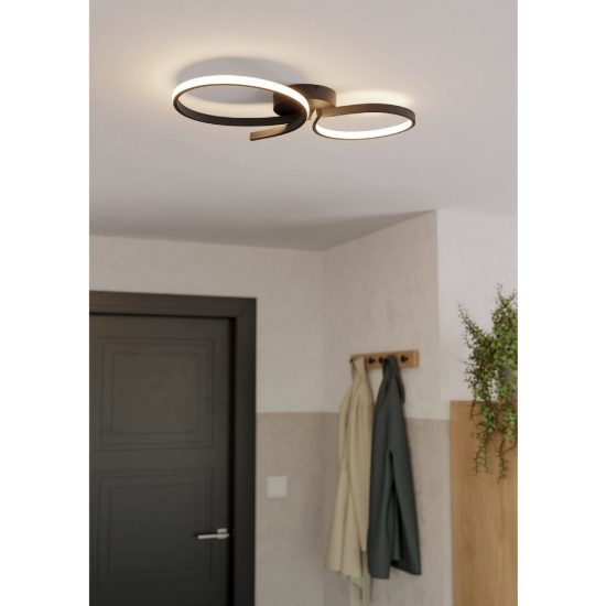 Eglo serpins plafoniera led 21w 3000k 60cm moderna spiroidale nera