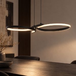 Eglo serpins lampadario a sospensione led 21w 3000k 66cm moderno spiroidale nero