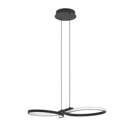 Eglo serpins lampadario a sospensione led 21w 3000k 66cm moderno spiroidale nero