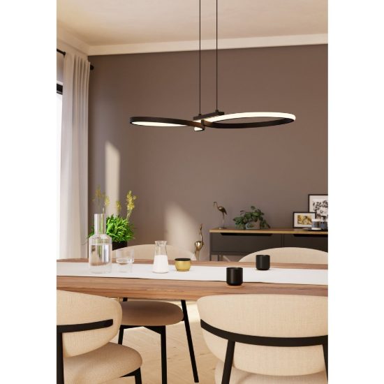 Eglo serpins lampadario a sospensione led 21w 3000k 66cm moderno spiroidale nero