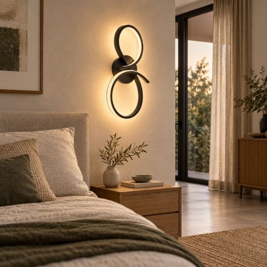 Eglo serpins applique led 11,4w 3000k 40cm moderna spiroidale nera