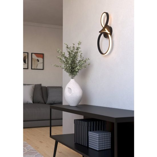 Eglo serpins applique led 11,4w 3000k 40cm moderna spiroidale nera