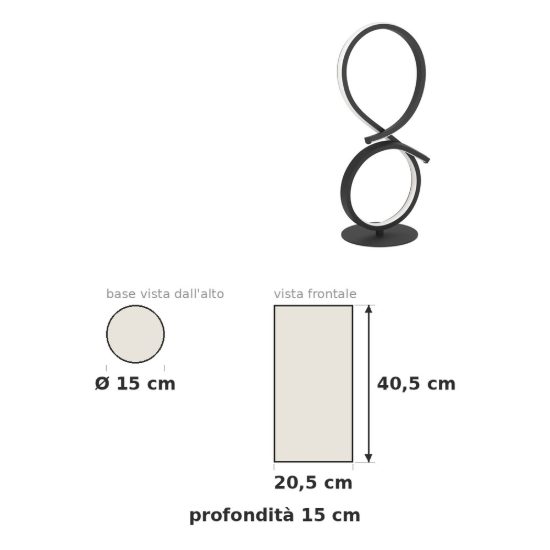 Eglo serpins lampada da tavolo led 11,4w 3000k 40,5cm moderna spiroidale nera